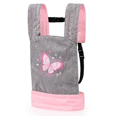 Immagine di Bayer Design 62233AA Porta Bambola EasyCarry, Portatile Davanti e Dietro, Grigio, Rosa, Farfalla, Colore,