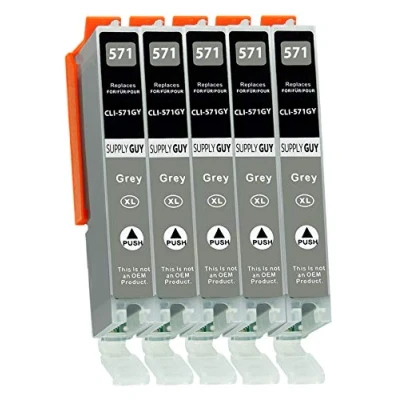 Immagine di Supply Guy 5 XL cartucce per Stampanti compatibile con Canon CLI 571 (Grigio) Pixma MG7700 MG7750 MG7751 MG7752 MG7753 TS8000 TS8050 TS8051 TS8052 TS8053 TS9000 TS9050 TS9055