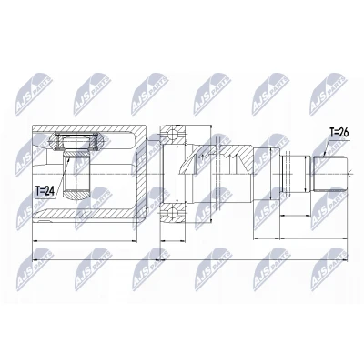 Immagine di NTY NPW VV 066 Kit Giunto Omocinetico Cambio manuale Assale anteriore Dx VOLVO: V40 Hatchback