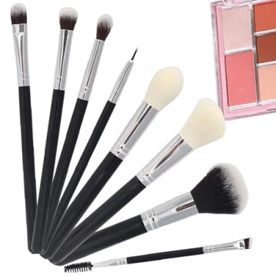 Immagine di 8 Pezzi Set di Pennelli Professionali per Trucco Donna, Angolato Pennello Eyeliner, Make Up Occhi, Sopracciglia a Doppia Testa, Eyeliner Ad Angolo