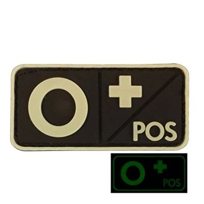 Immagine di O POS Blood Type GITD Glow in the Dark PVC Rubber 3D Hook Patch