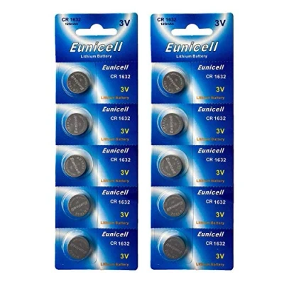 Immagine di Eunicell CR 1632 Batteria a bottone, al litio, 3 V, 120 mAh, 10 pezzi (2 blister da 5 batterie)