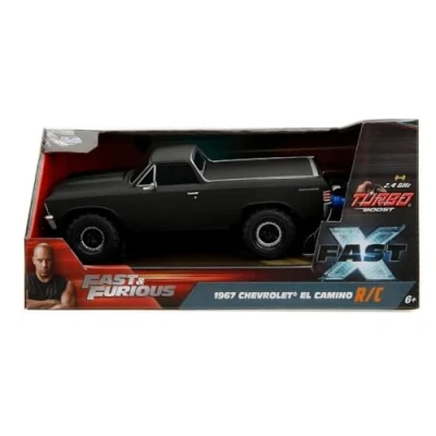 Immagine di Jada Toys Fast and Furious RC Modellino auto 1967 Chevrolet EL Camino R/C (nero) telecomandata &amp; 10, 1:24 (20 cm), 2,4 GHz, fino a 8 km/h, giocattolo dai 6 anni in su