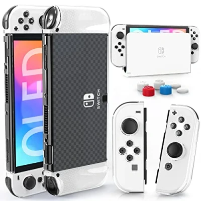 Immagine di HEYSTOP Custodia Switch OLED per Nintendo OLED,Cover Dockabile Protettiva Rigida PC Console Accessori con Tappi Thumb Stick