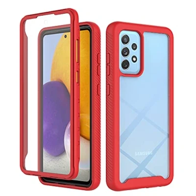 Immagine di XINNI Cover per Samsung Galaxy A52S(A52 4G 5G), Protezione Schermo Integrata 360 Gradi Antiurto Custodia, Rugged Doppia Faccia Bumper Trasparente Full Guscio Fronte Retro Case, Rosso