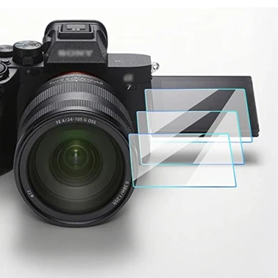 Immagine di Pellicola protettiva per schermo compatibile con Sony Alpha 7 IV Full Frame Mirrorless, 0,3 mm, durezza 9H, anti impronte, vetro temperato, confezione da 3