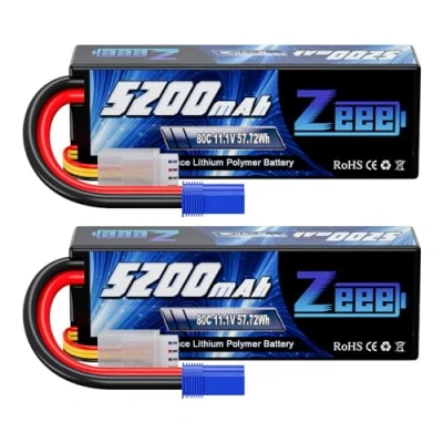 Immagine di Zeee 3S Lipo Batteria 11,1V 80C 5200mAh RC Hardcase con Connectore EC5 Spina per Evader BX Veicolo Auto LKW Truggy Nave Modells Hobby (2 pezzi)