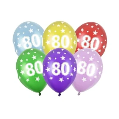 Immagine di 6 Palloncini Lattice 30 cm Numero 80 Compleanno Anni