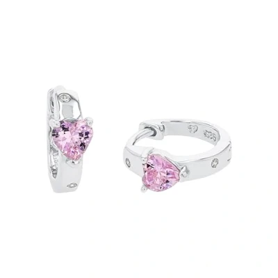 Immagine di amor Creoles 925 gioielli all&#039;orecchio per bambine in Argento sterling, con zirconi sintetici, 1 cm, Argento, Cuore, Viene fornito scatola regalo
