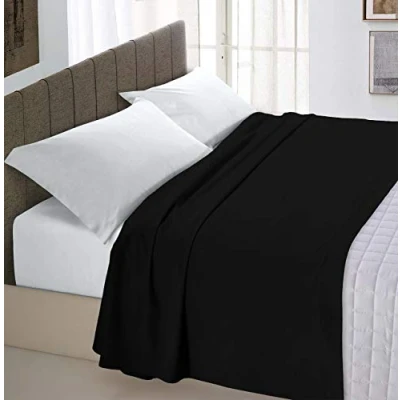 Immagine di Max Color Lenzuolo Sopra Tinta Unita, 100% Cotone, Matrimoniale Maxi 270 x 300 cm, Nero