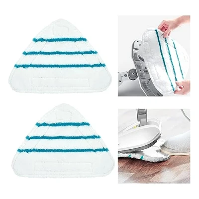 Immagine di Panni per scopa a Vapore ricambi 2 pezzi Universale in microfibra triangolare lavabile pulizia compatibile Pad Cover ricambio pulitore con Triangolo (Bianco)