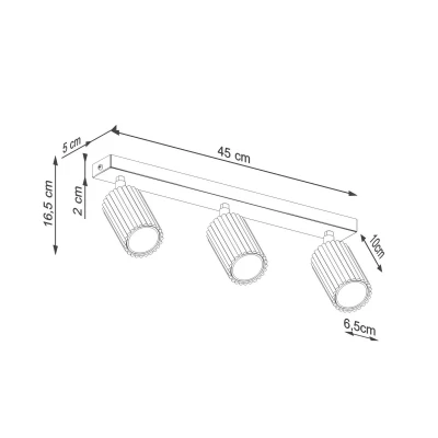 Immagine di SOLLUX LIGHTING Faretto da soffitto in carbonio, nero, lunghezza 45 cm, alluminio, a 3 luci.