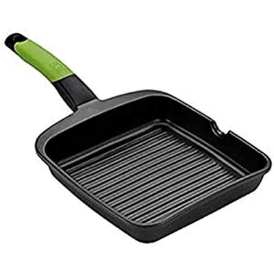 Immagine di BRA Prior Bistecchiera grill, in alluminio pressofuso Con rivestimento antiaderente Teflon Classic righe 22 cm nero