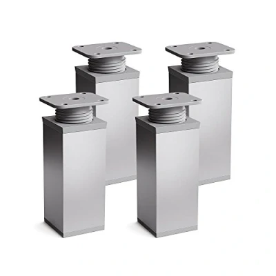 Immagine di sossai® Gambe per mobili MFV1 set di 4 regolabili in altezza Altezza: 80 mm (+20mm) Design: Alu Forma angolare: 40 x Viti inclusi