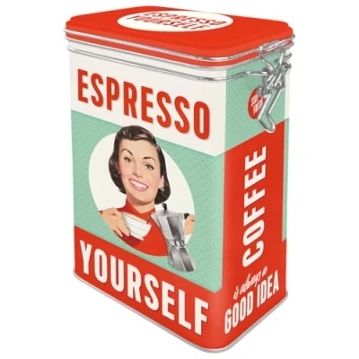 Immagine di Nostalgic Art Contenitori da caffè retrò Espresso Yourself Idea Regalo per la Cucina, con Coperchio Salva Aroma, Design Vintage, 1,3 l