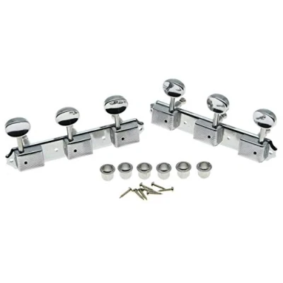 Immagine di KAISH Chrome 3 per lato 3x3 su una piastra Vintage Chitarra Tuning Tasti Accordatori Les Paul