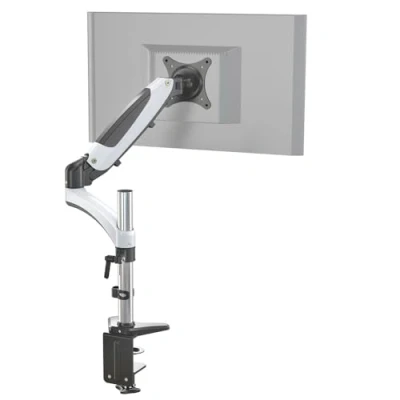 Immagine di hjh OFFICE Supporto per monitor 1 braccio 15 27 pollici VM MG1 alluminio bianco nero porta con molla a gas, portata fino 8 kg, 802010