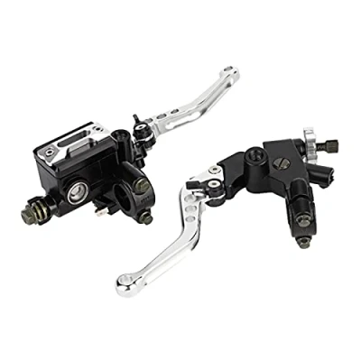 Immagine di Fydun Leve Freno Frizione Moto, 1 Paio 7/8&quot; Moto Universali Regolabili, Pompa del in Alluminio con Serbatoio per Manubrio da 22mm(Argento)