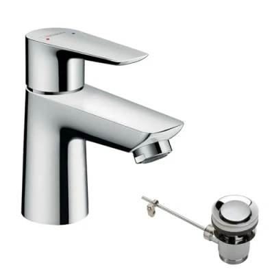 Immagine di hansgrohe Talis E Rubinetto per lavabo a bassa pressione con beccuccio, altezza 80 mm, asta di trazione, il bagno, colore: Cromo