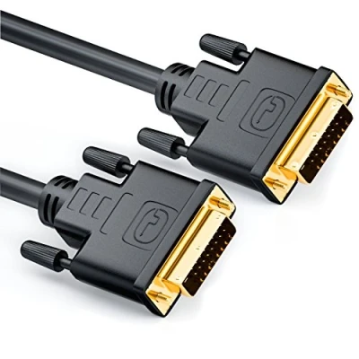Immagine di deleyCON 2m Cavo da DVI a 24+1 D Dual Link HDTV 1080p Full HD 3D Ready Adattatore per Monitor con Nucleo in Ferrite Nero
