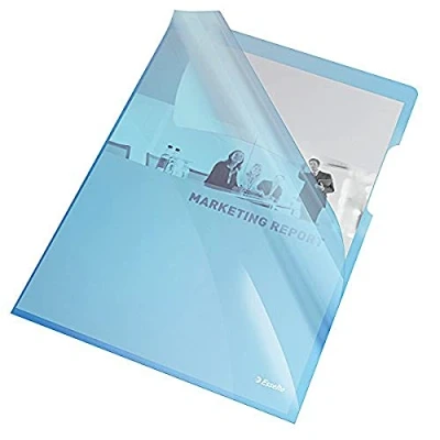 Immagine di Esselte Buste L PVC Cristal, per Archiviare e Conservare Documenti in Formato A4, Confezione da 25 Blu Trasparenti, 55435