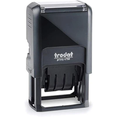 Immagine di Trodat Printy 4750/L2 Timbro Datario Autoinchiostrante Testo PAGATO, Formato Data GG MMM (in lettere) AAA, Italiano, Altezza carattere 4 mm, Impronta 41x24 Cartuccia inclusa Bicolore Blu/Rosso