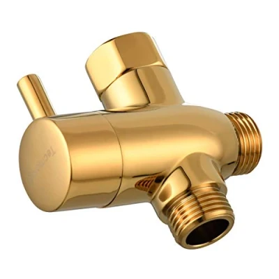 Immagine di Tecmolog DSF012J valvola deviatore G 1/2&quot; in ottone con di arresto per soffione doccia, titanio oro,