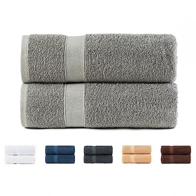Immagine di Todocama Set di 2 asciugamani da bagno grandi, 100% cotone 550 g/m², extra morbidi, altamente assorbenti e ad asciugatura rapida, 100 x 150 cm, colore grigio chiaro