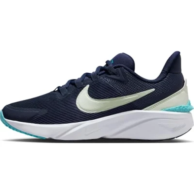 Immagine di Nike Performance STAR Runner 4 Scarpe da corsa su strada per bambini, Taglia: 35.5, Midnight navy/volt tint/dusty cactus/white Tessuto / sintetico