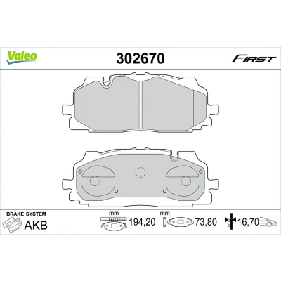 Immagine di VALEO 302670 Kit pastiglie freno Assale anteriore senza contatto segnalazione usura con lamierino anticigolío AUDI: A4 B9 Avant, Q5, A6 C8 Avant