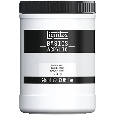Immagine di Liquitex 8870353 Basics Pittura acrilica, Pigmenti per artisti monopigmentati, Resistente alla luce, durevole nel tempo, Finitura satinata, Vaso da 946 ml Bianco Di Titanio