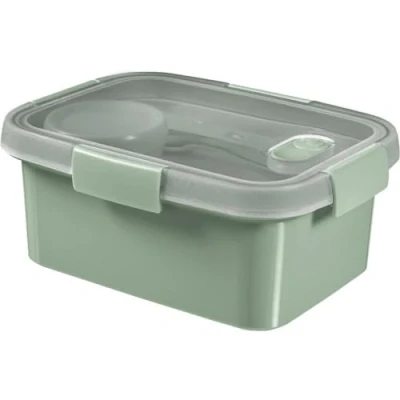 Immagine di KETER Scatola alimentare rettangolare 1,2 l con posate, Smart Eco Line 100% riciclata e riciclabile, ermetica, ergonomica resistente, conserva la freschezza dei vostri alimenti verde