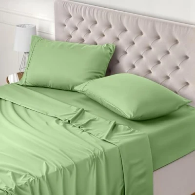 Immagine di Utopia Bedding Set Lenzuola Matrimoniali 4 Pezzi 150x200 cm Letto, Spazzolata Poliestre di Microfibra Lenzuolo con Angoli, Piatto e 2 Federe 50x75, Verde Salvia