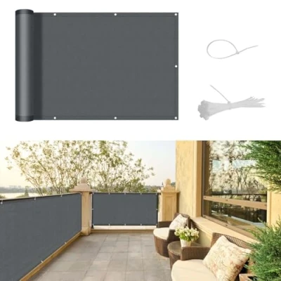 Immagine di SUNNY GUARD Frangivisto per Balcone 80x300cm Protezione della Privacy Frangivento in PES,Impermeabile,Anti UV con Fascette,Antracite