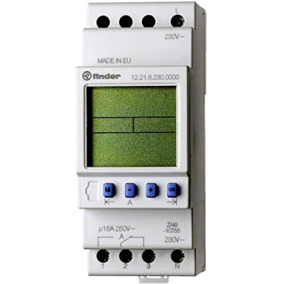 Immagine di Finder Temporizzatore per guida DIN Tensione di funzionamento: 230 V/AC 12.21.8.230.0000 1 scambio 16 A 250 Programma settimanale