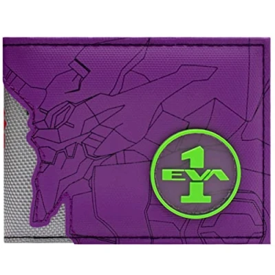 Immagine di Animation Evangelion Theatrical ROBO DOU Unit 01 Mecha Portafoglio/Portamonete Bi Fold ID &amp; Porta Carte, Viola