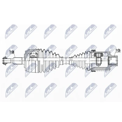 Immagine di NTY NPW VW 182 Albero motore / Semiasse Assale anteriore Dx 615