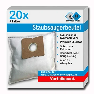 Immagine di 20 sacchetti per aspirapolvere adatti Severin BC 7045 S Power Snow White bianco neve 7041 7044 7046 7055 7056 ALDI QUIGG 5390 SB 7218