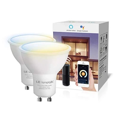 Immagine di Lepro Lampadina LED GU10 WiFi Intelligente, Smart Lampadine Compatibile con Alexa e Google Home, Luce Dimmerabile Bianco Caldo a Freddo (2700K 6500K), 4.5W (=50W), Nessun Hub Richiesto, 2 Pezzi