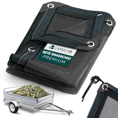 Immagine di CargoVA® Rete per rimorchio a maglia fine, 1 x 2 m, con corda in gomma, un fissaggio ottimale del carico