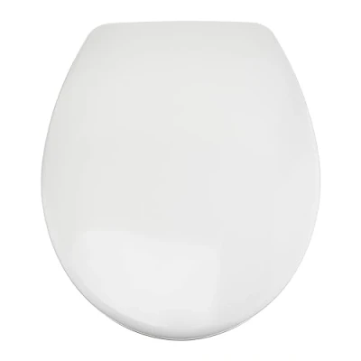 Immagine di Amazon Basics forma di O Sedile WC in urea, resistente, con chiusura ammortizzata e sgancio rapido, dimensioni universali, Bianco, 37 x 42.5 cm