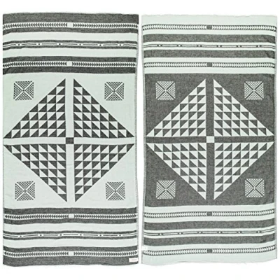 Immagine di Bersuse 100% Cotone Aruba Asciugamano Turco Fouta Telo Mare e Bagno Nero/Menta
