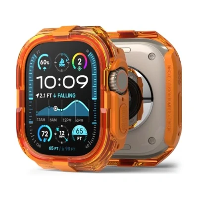 Immagine di Ringke Fusion Bumper Compatibile con Cover Apple Watch Ultra 2/1, Custodia Paraurti Antiurto Protettiva Durevole Trasparente a Doppio Strato Neon Orange