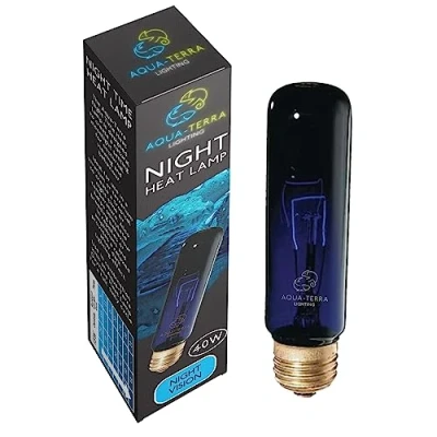 Immagine di Aqua Terra Lighting Lampadina riscaldante notturna da 40 W per terrari/vivari, attacco a vite standard E27, ideale comportamenti notturni e visione