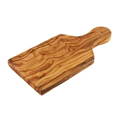 Immagine di Cleminson 22 x 10 cm in legno di ulivo piccolo tagliere per cocktail bar erbe aglio frutta tritare e servire con manico incluso