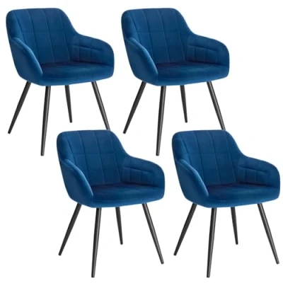 Immagine di WOLTU 4X Sedie da Pranzo Poltroncina per Camera Letto Moderna in Tessuto di Velluto Blu BH93bl 4