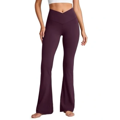 Immagine di CRZ Yoga Donne Butterluxe V Cross Vita Alta Gamba Larga Crossover Flare Leggings 78 cm Viola Profondo 46