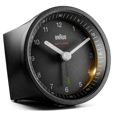 Immagine di Braun Orologio Sveglia Classico Analogico Radio controllato per Fuso Orario Europa Centrale (DCF/GMT+1) con Funzione Snooze e Luce, Movimento Silenzioso, Suono Beep crescendo, BC07B DCF