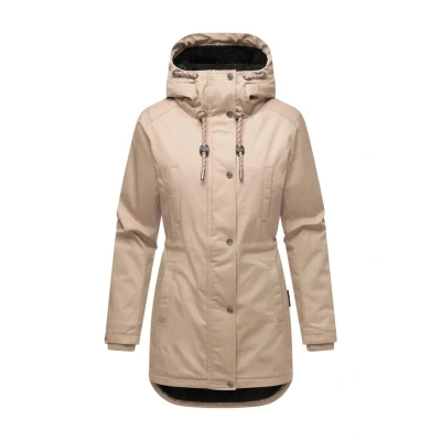 Immagine di Navahoo giacca invernale da donna (XS 3XL) 100% cotone, tomaia con cappuccio coulisse, fascia in vita, calda N038, beige., XL