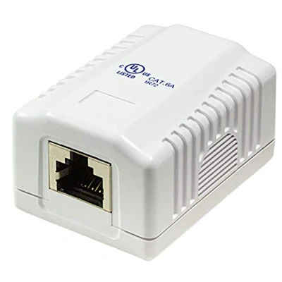 Immagine di odedo Presa di rete RJ 45, cat. 6A, 10 Gigabit, 500 MHz, completamente schermata, colore Bianco RAL9010, AWG 22 23 24 25 26 anche POE Power Over, Ethernet, LAN RAL 9010 Mount Box 1port
